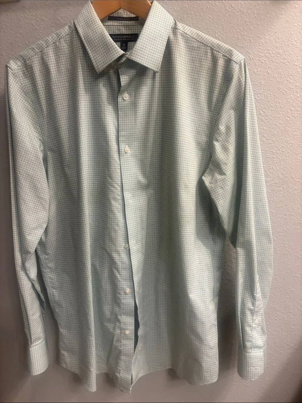 Banana Republic Mint Green Micro-Check Dress Shirt